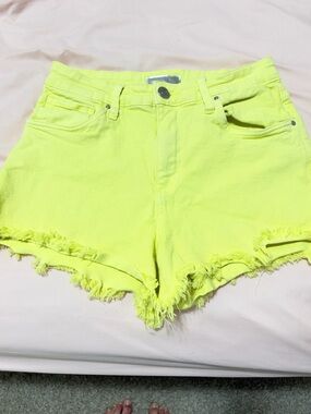 Kut from the Kloth Neon Yellow Frayed Hem Jean Shorts